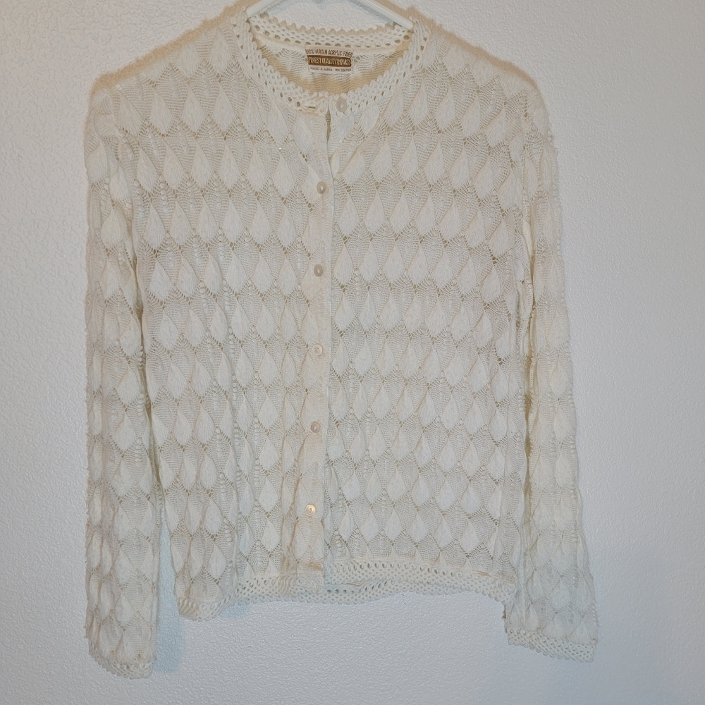 White Crochet Sweater Sz. S